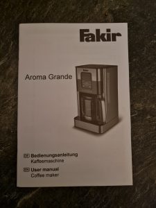 Bedienungsanleitung der Fakir Aroma Grande Kaffeemaschine