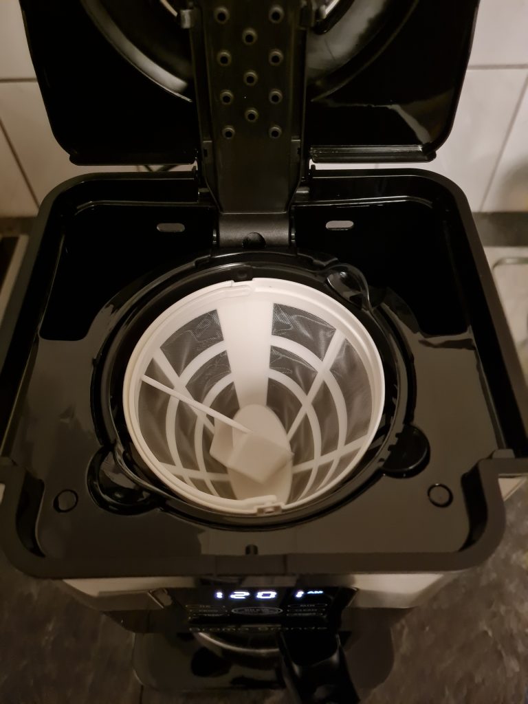 Fakir Aroma Grande Kaffeemaschine von oben mit Filtereinsatz und Dauerfilter