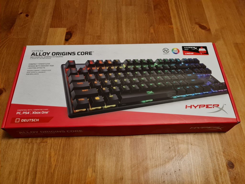 HyperX Alloy Origins Core Tastatur in der Verpackung