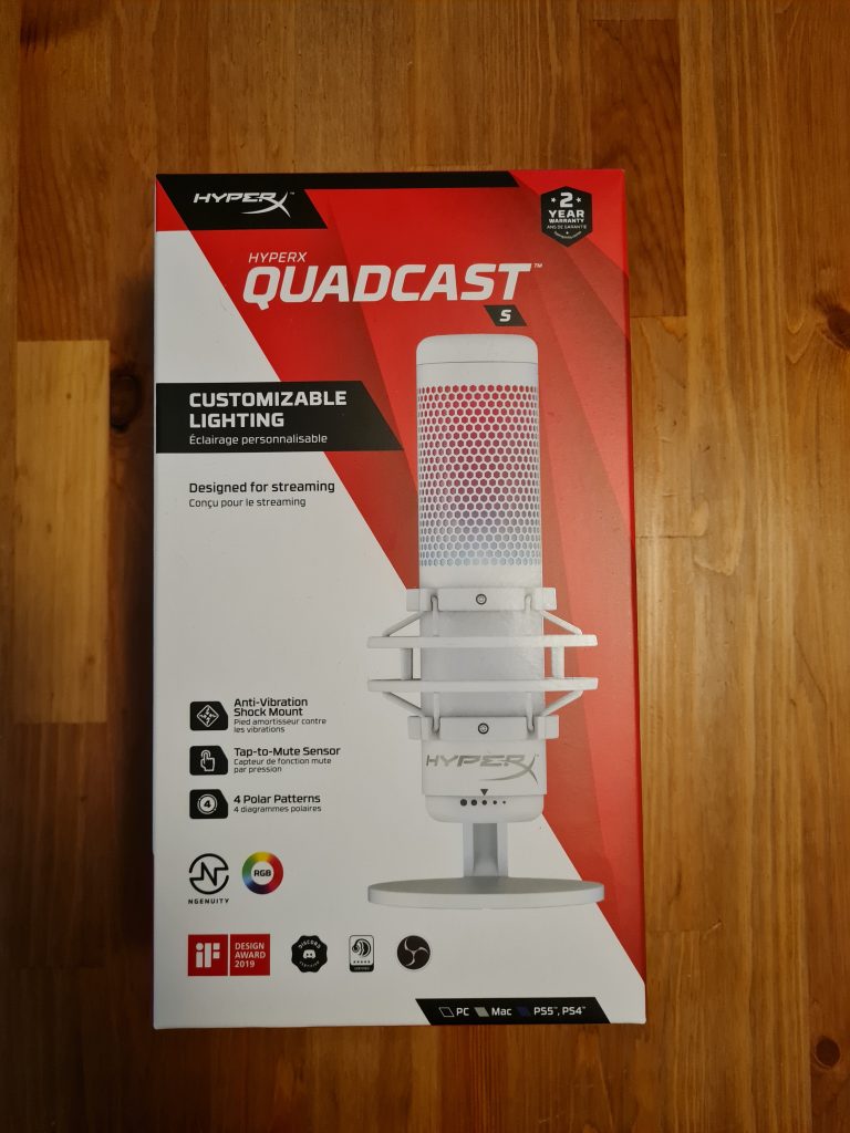 HyperX Quadcast S Mikrofon in der Verpackung