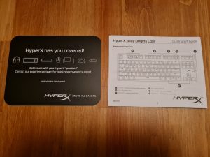 Kurzanleitung und Support-Informationen zur HyperX Alloy Origins Core Tastatur