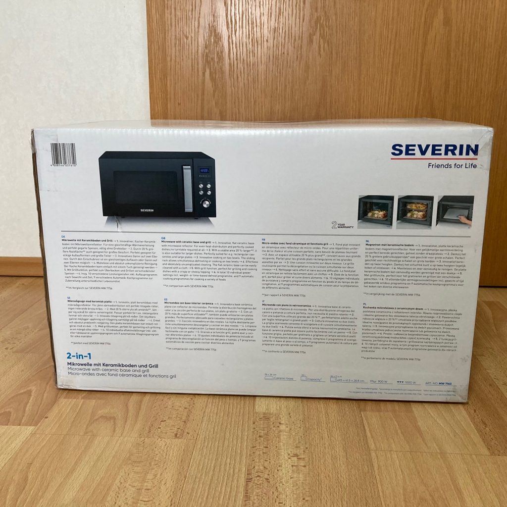 Severin Mikrowelle Verpackung von hinten
