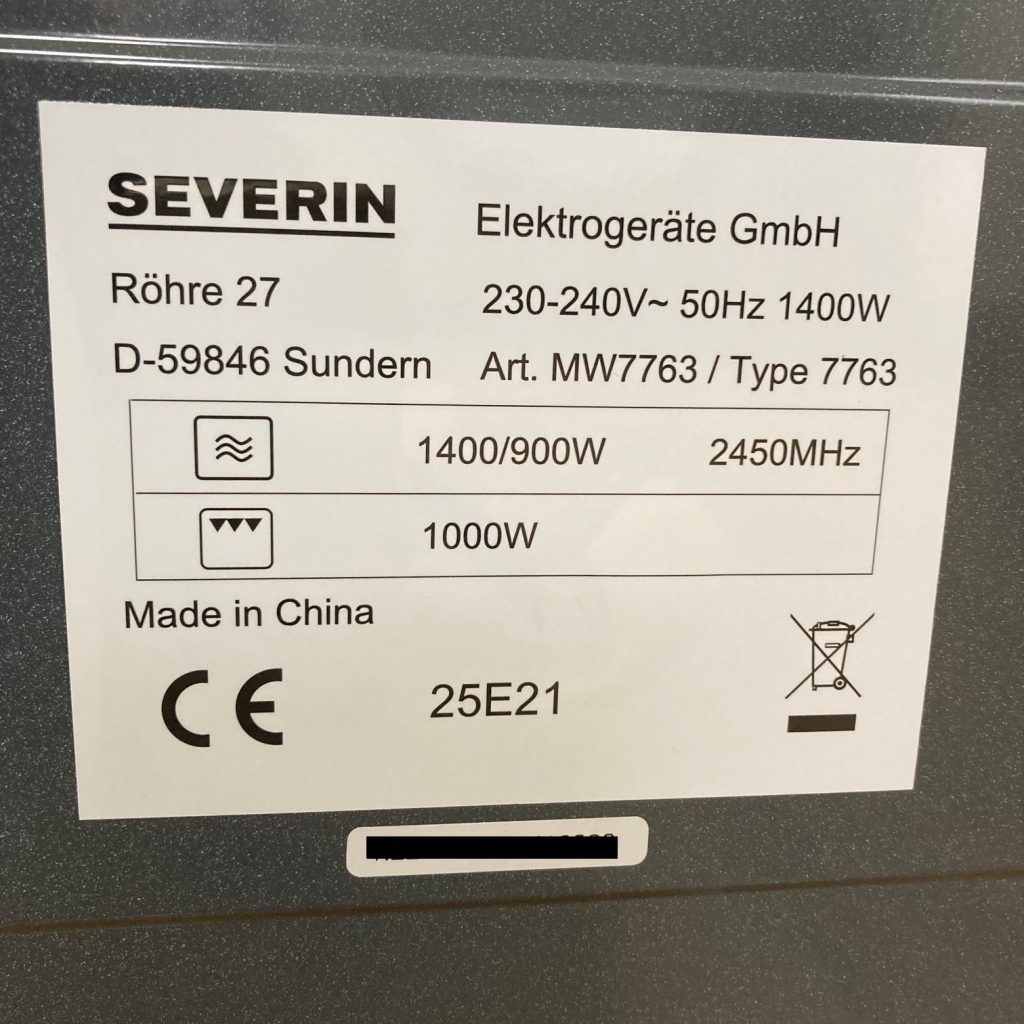 Severin Mikrowelle technische Details