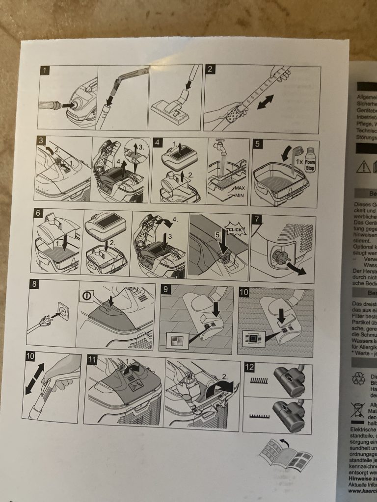 Aufbauanleitung des Kärcher DS6 Premium Staubsaugers