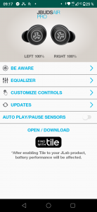 Jlab JBuds Air Pro App Startseite