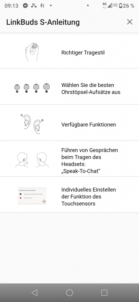 Sony LinkBuds S App Anleitung