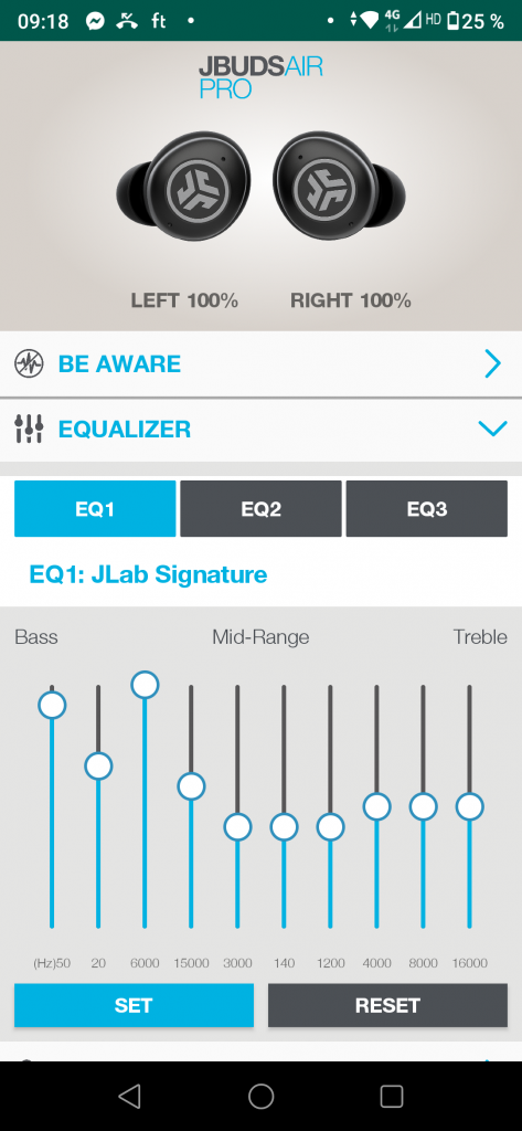 Jlab JBuds Air Pro App Equalizer