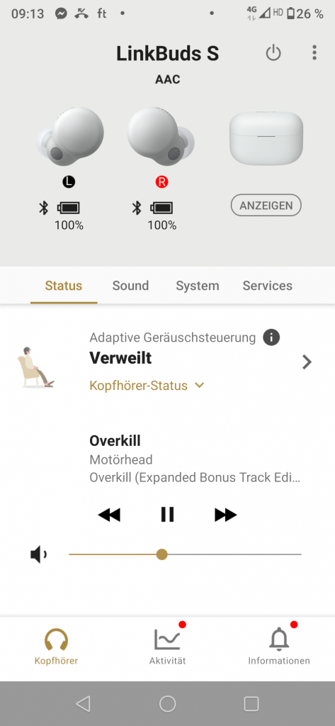Sony LinkBuds S App Übersicht