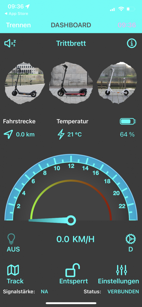 Trittbrett Kalle Elektro-Scooter App 2