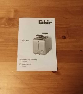 Bedienungsanleitung des Fakir Calypso Toasters