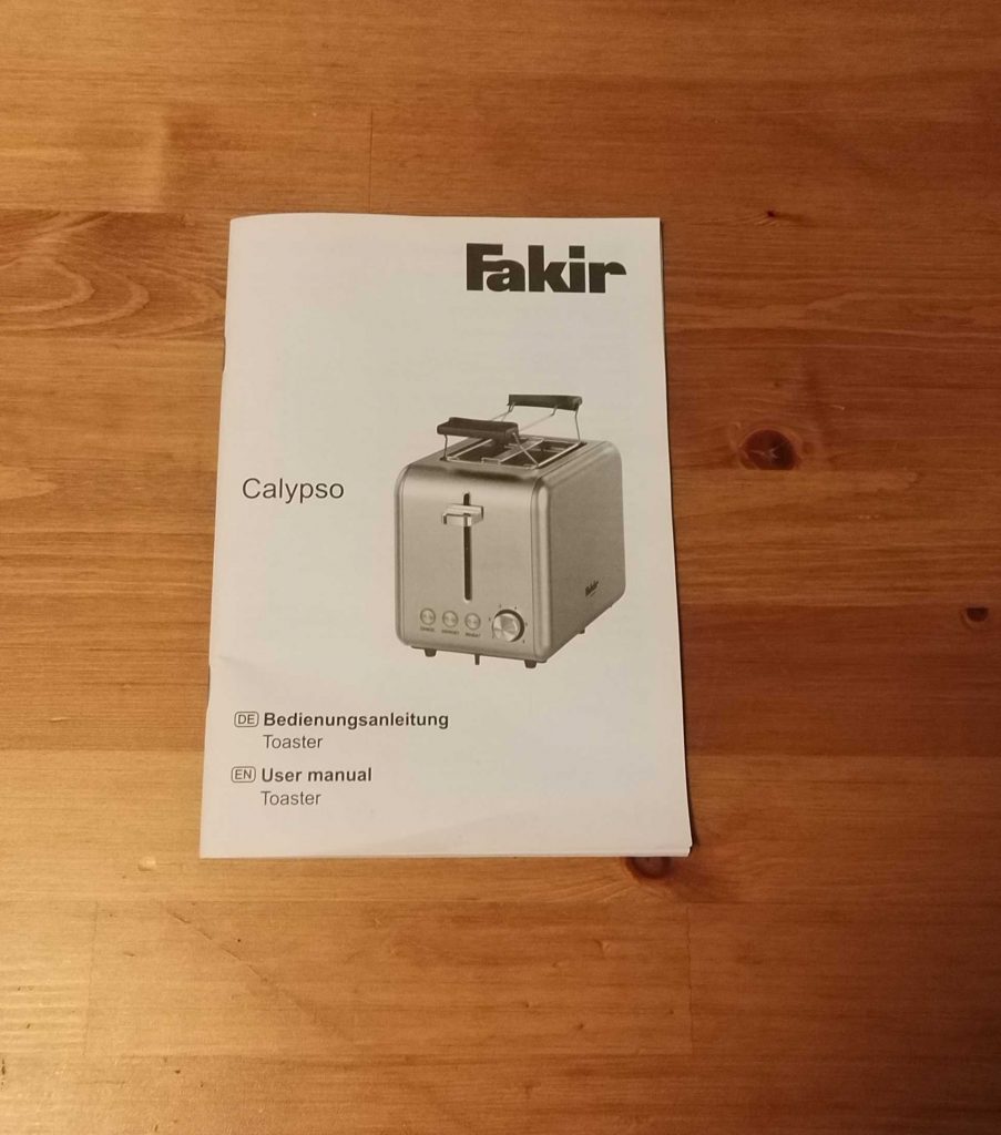 Bedienungsanleitung des Fakir Calypso Toasters