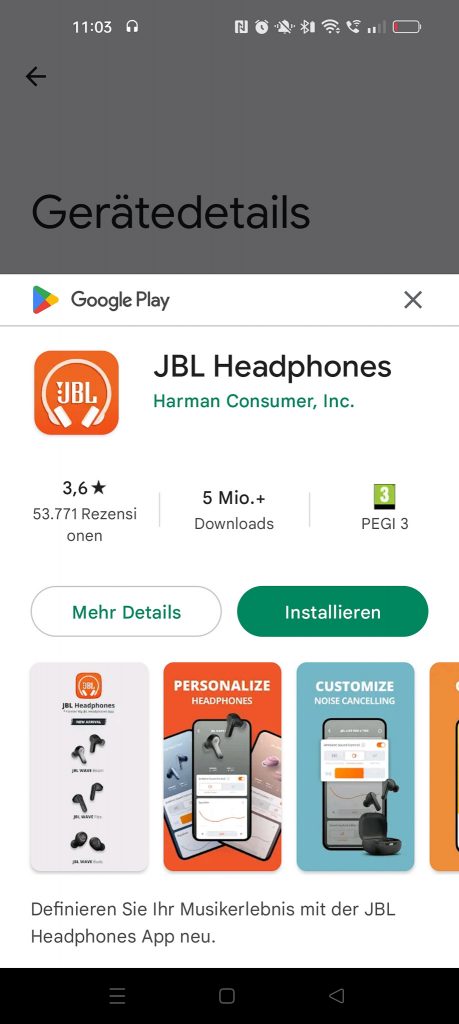 JBL Reflect Aero In-Ear-Kopfhörer App