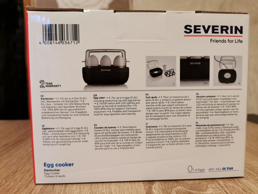 Severin EK 3165 Eierkocher Verpackung Rückseite