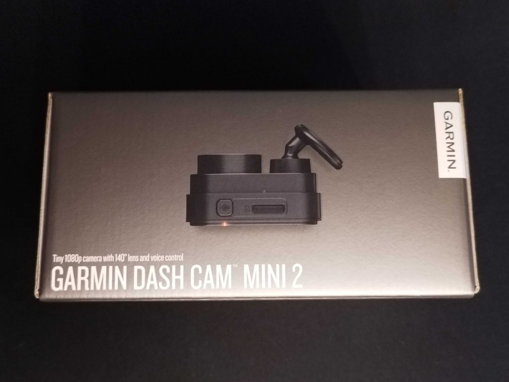 Garmin Mini 2 Dashcam Verpackung von der Seite