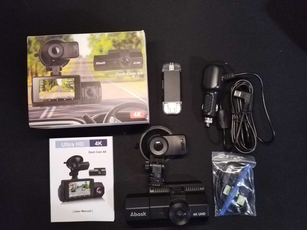 Gesamter Lieferumfang Abask A8 Dashcam