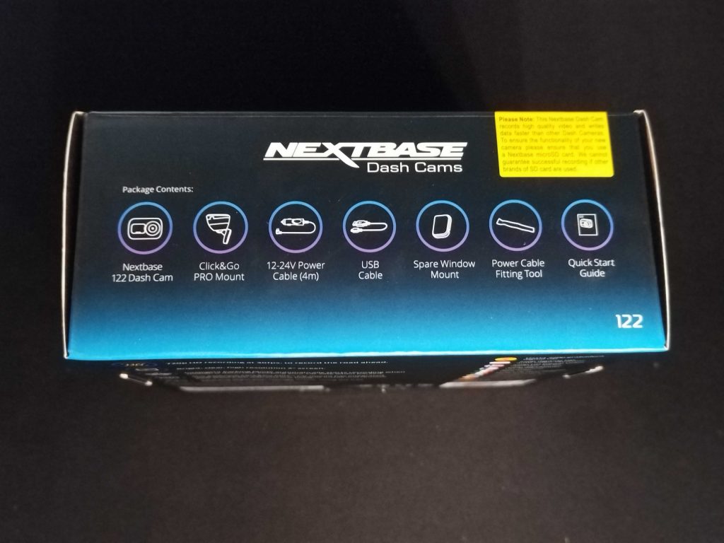 Verpackung der Nextbase 122 GW von oben