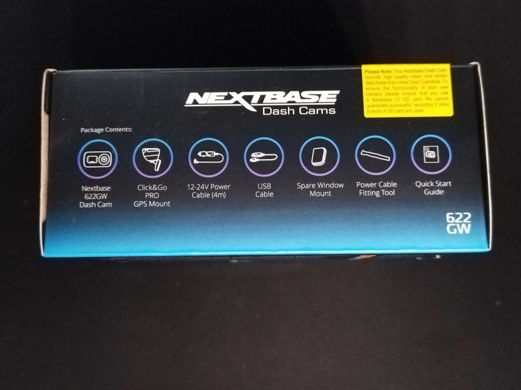 Verpackung der Nextbase 622 GW von oben