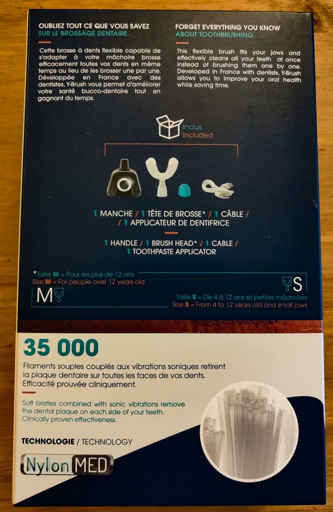 Y-Brush Elektrische Zahnbürste Verpackung Rückseite