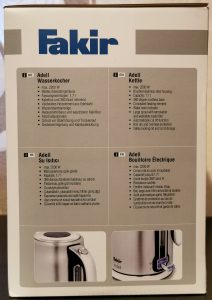 Fakir Adell Wasserkocher Verpackung Seite