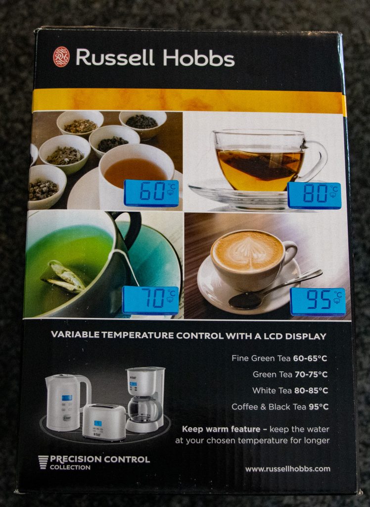 Russell Hobbs Precision Wasserkocher Verpackung Seite