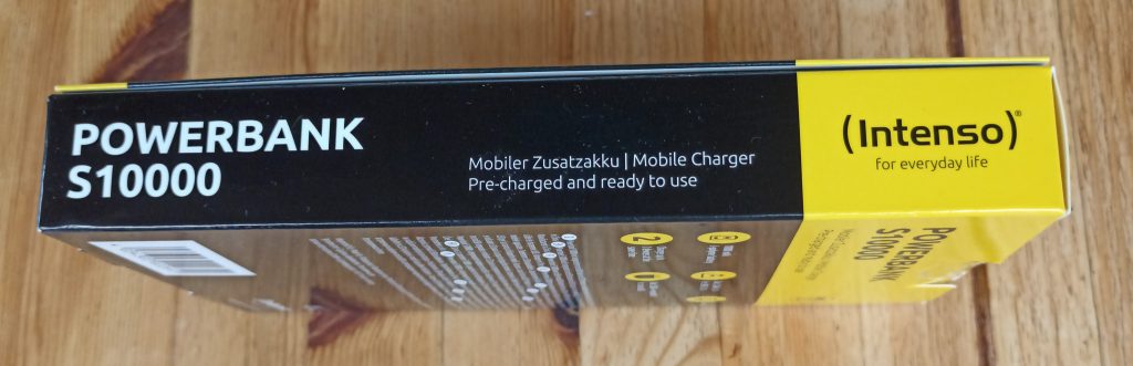 Intenso S10000 Powerbank Verpackung seitlich
