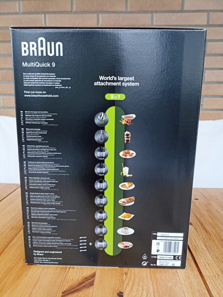 Braun Stabmixer MQ 9195XLI MultiQuick 9 Verpackung Seite