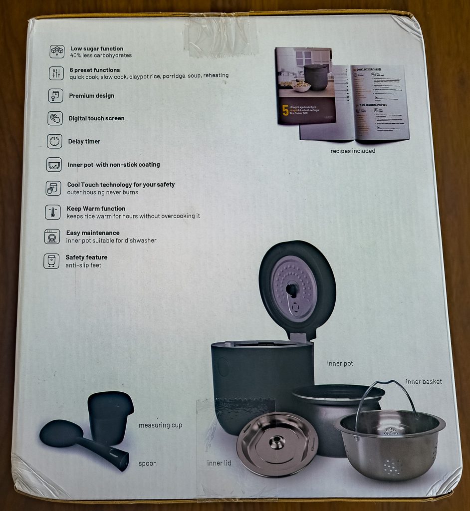Lauben Low Sugar Rice Cooker 1500AT Reiskocher Verpackung Rückseite
