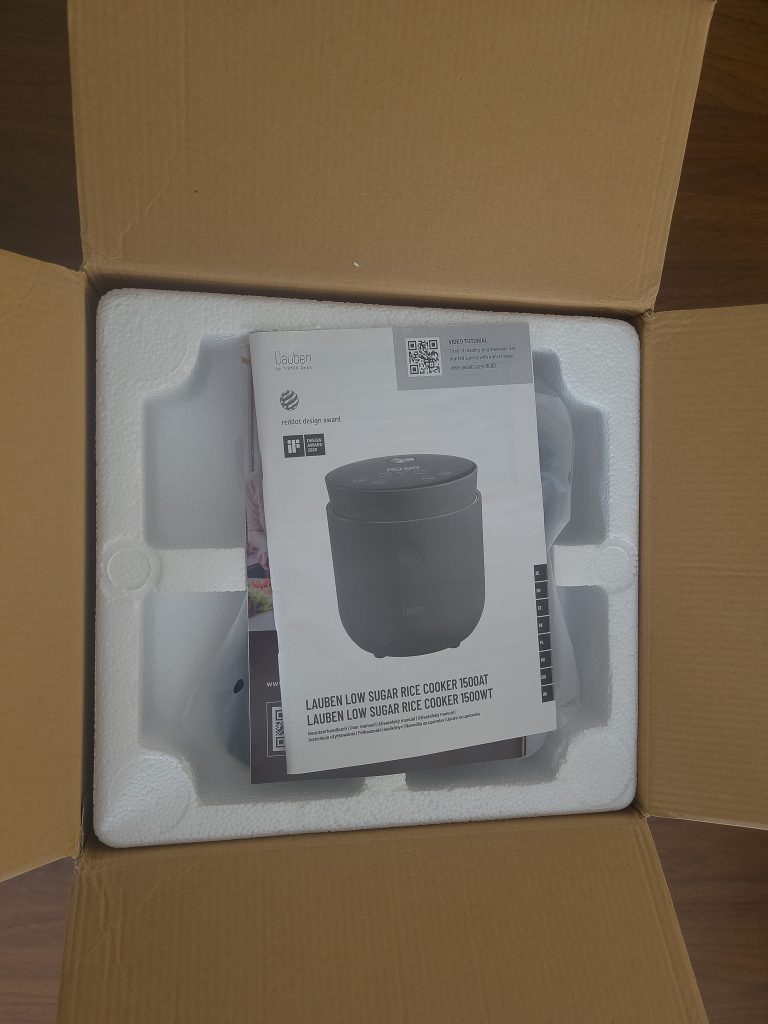 Lauben Low Sugar Rice Cooker 1500AT Reiskocher Verpackung geöffnet