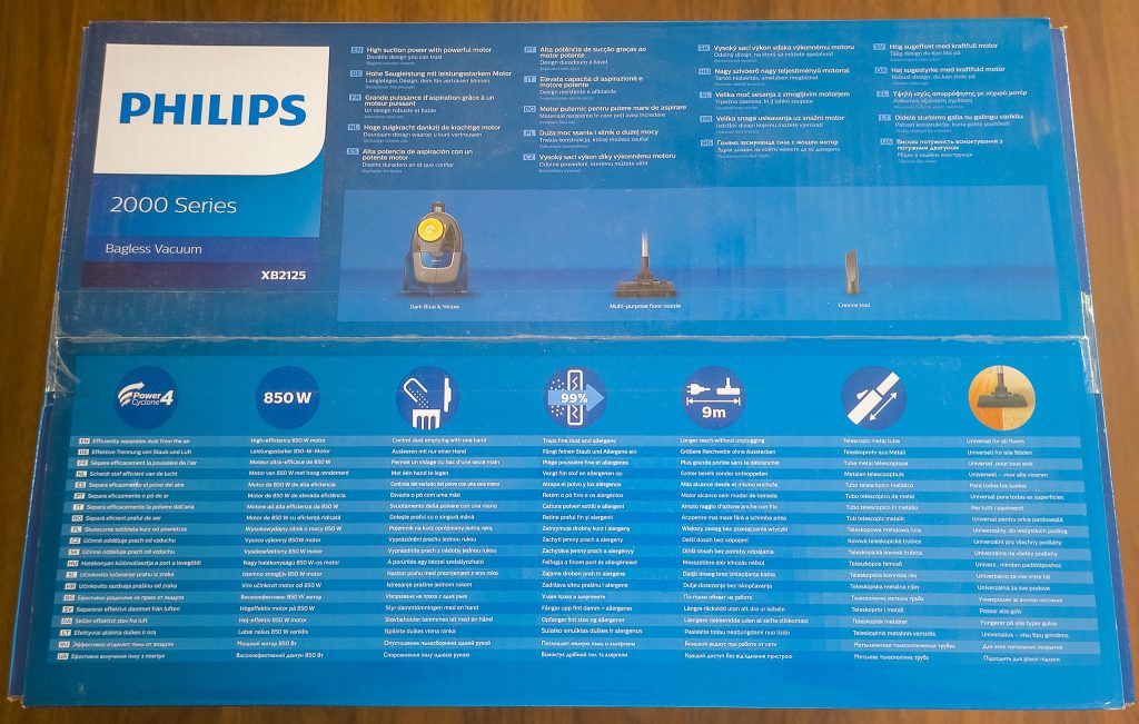 Philips XB212509 Staubsauger Serie 2000 Verpackung von oben