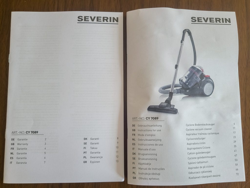 SEVERIN CY 7089 Staubsauger Bedienungsanleitung