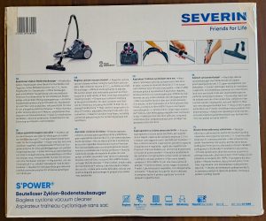 SEVERIN CY 7089 Staubsauger Verpackung Rückseite