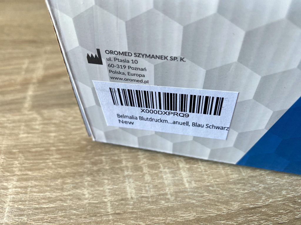 Belmalia Blutdruckmessgerät Verpackung Aufkleber