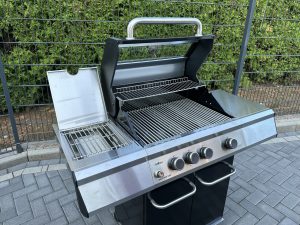 Grillfürst G310E Gasgrill Seitenaischt mit Deckel offen
