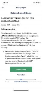 Omron RS7 Intelli IT Blutdruckmessgerät Einrichtung App Datenschutz 2