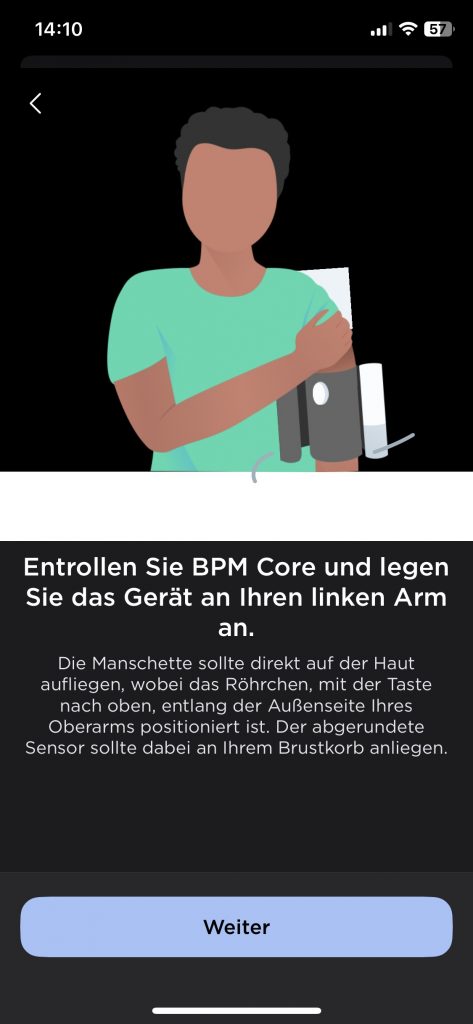 Withings BPM Core Blutdruckmessgerät App erste Messung 2