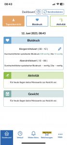 Omron RS7 Intelli IT Blutdruckmessgerät App Startbildschirm