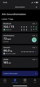 Withings BPM Connect Blutdruckmessgerät App Messwerte 1