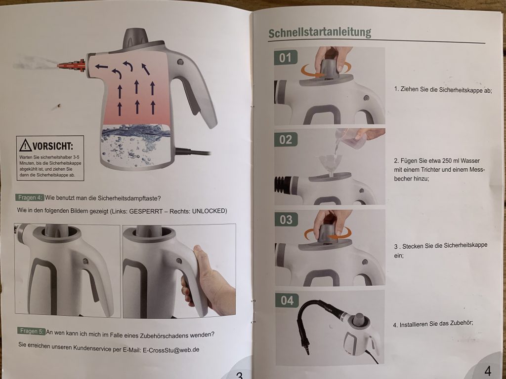 BEMKUUFGLI Handdampfreiniger Bedienungsanleitung