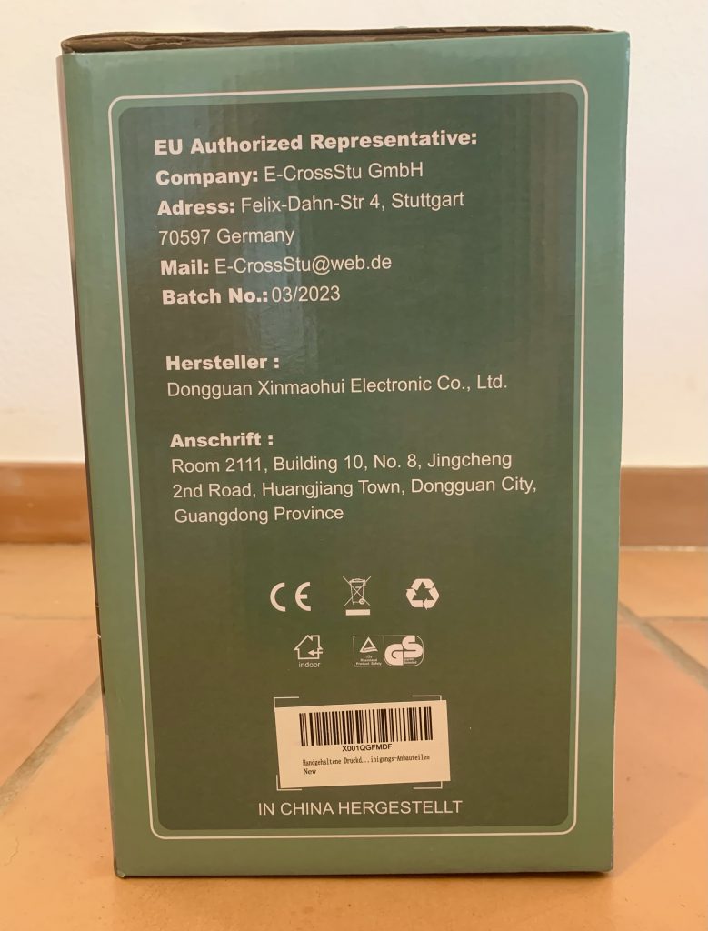 BEMKUUFGLI Handdampfreiniger Verpackung von der Seite 1