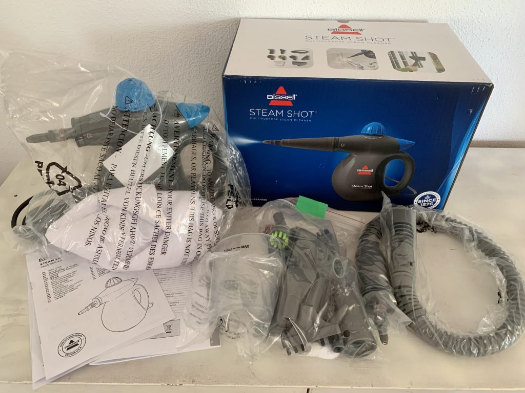 Bissell 2635J SteamShot Titanium Handdampfreiniger ausgepackt mit Zubehör