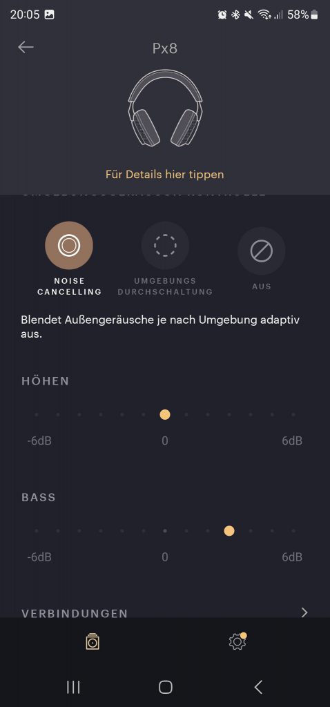 Bowers & Wilkins Px8 Over-Ear-Kopfhörer App Equalizer