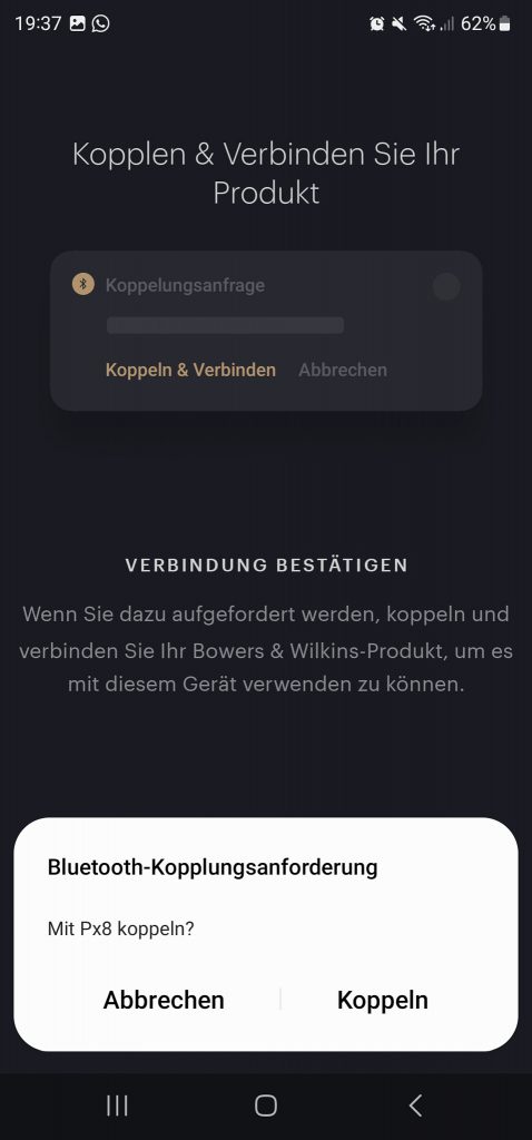 Bowers & Wilkins Px8 Over-Ear-Kopfhörer App Smartphone koppeln