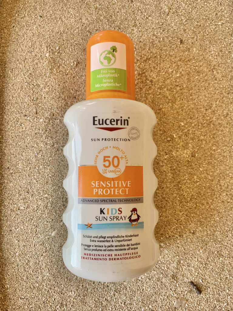 EUCERIN Sensitive Protect Kids Sun Spray 50+ Sonnencreme Flasche Vorderseite