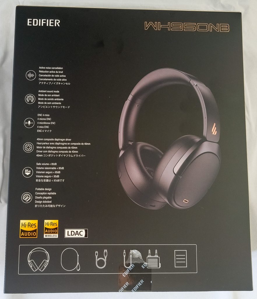 Edifier WH950NB Over-Ear-Kopfhörer Verpackung Rückseite