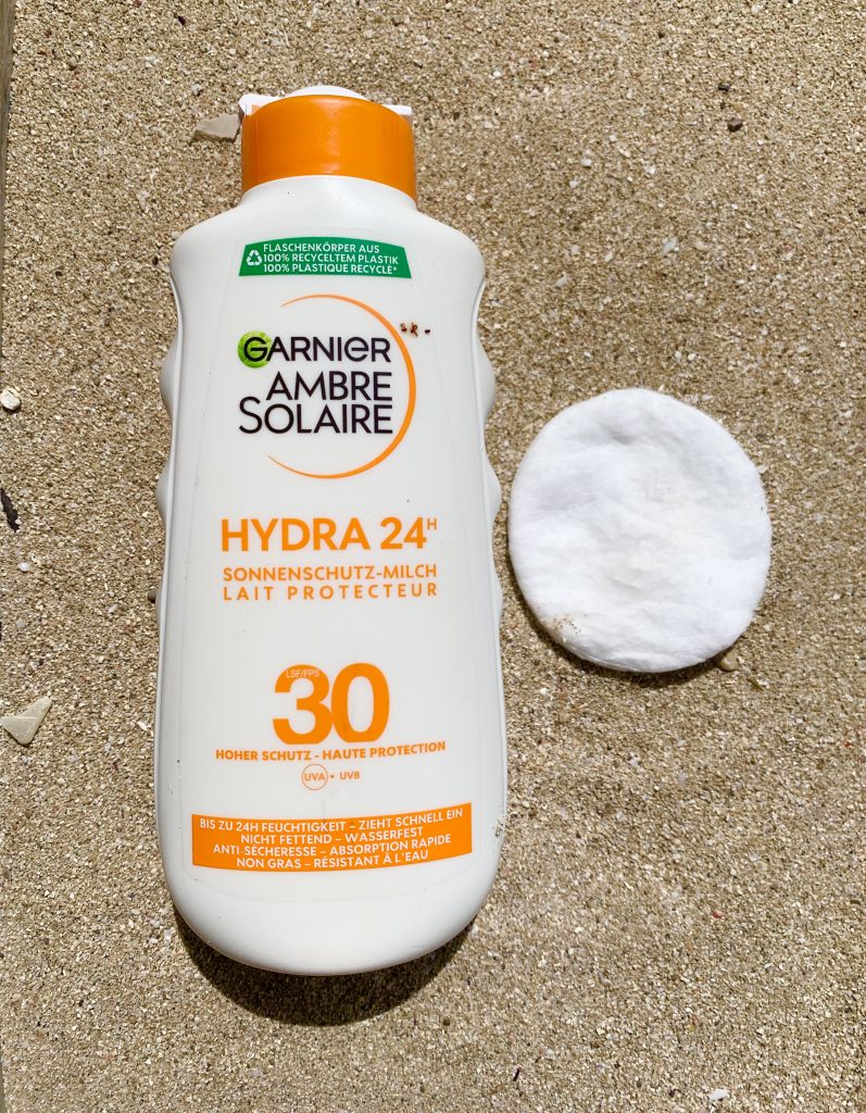 GARNIER AMBRE SOLAIRE Hydra 24h Sonnencreme Abfärbtest
