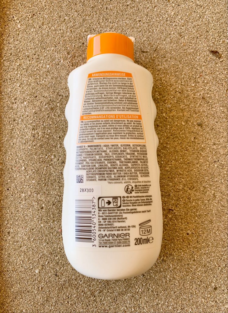 GARNIER AMBRE SOLAIRE Hydra 24h Sonnencreme Verpackunf Rückseite