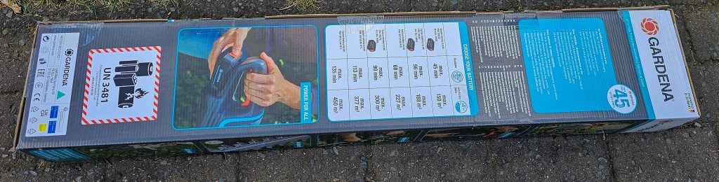 Gardena ComfortCut 60 18V-P4A Ready-To-Use Set Akku-Heckenschere Verpackung Rückseite