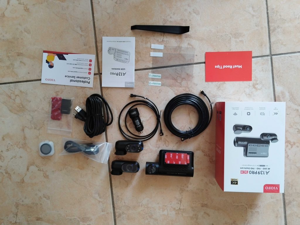 Gesamter Lieferumfang der Viofo A139 Pro Dashcam