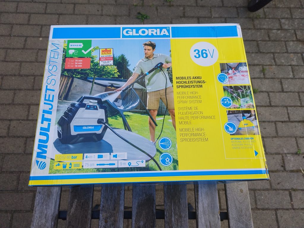 Gloria MultiJet 36V Hochdruckreininger Verpackung von vorn
