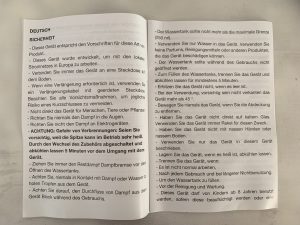 H.Koenig Handdampfreiniger Bedienungsanleitung geöffnet